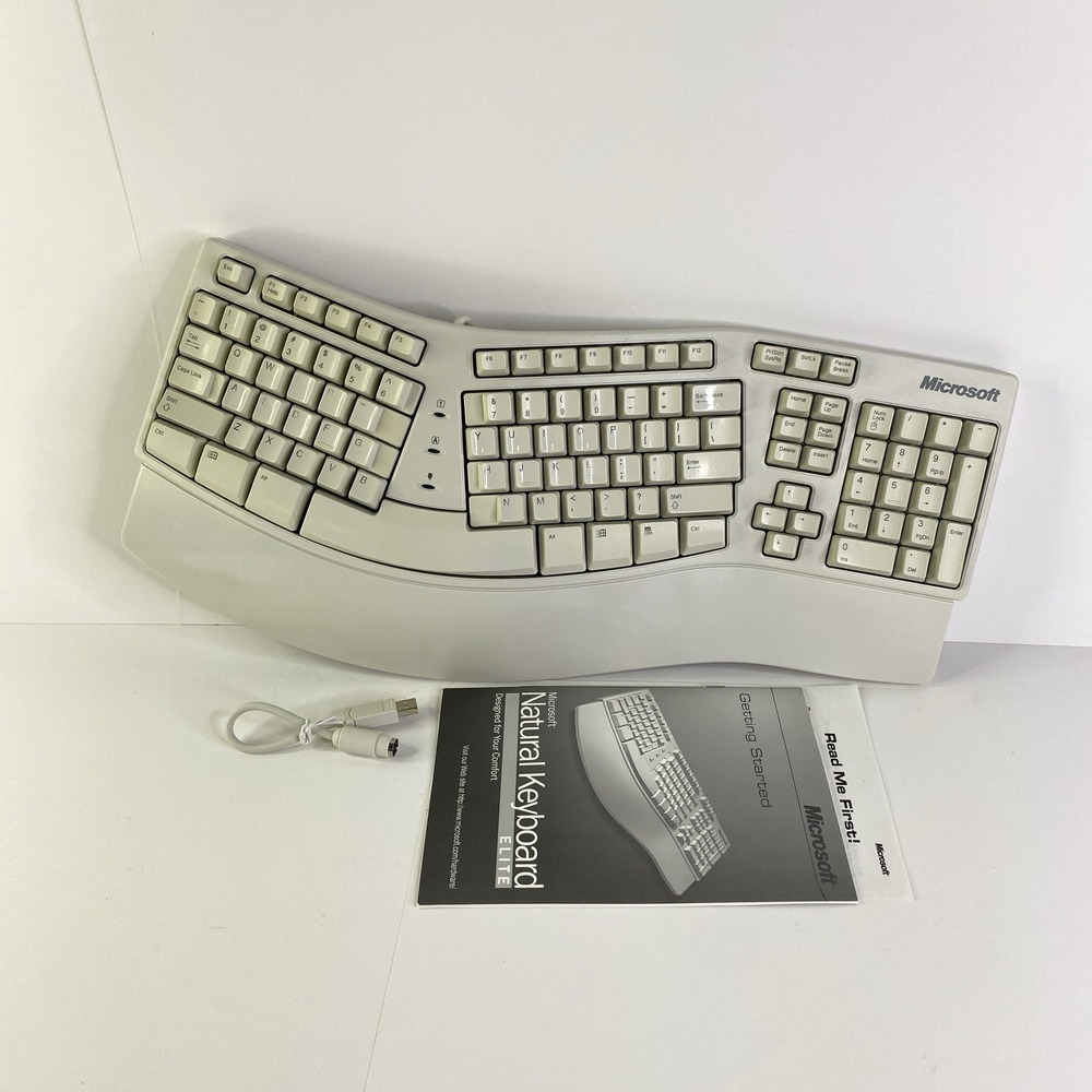 Microsoft Keyboard Elite X03-51763 Natural PS2 USB Wired Ergonomic With Manual